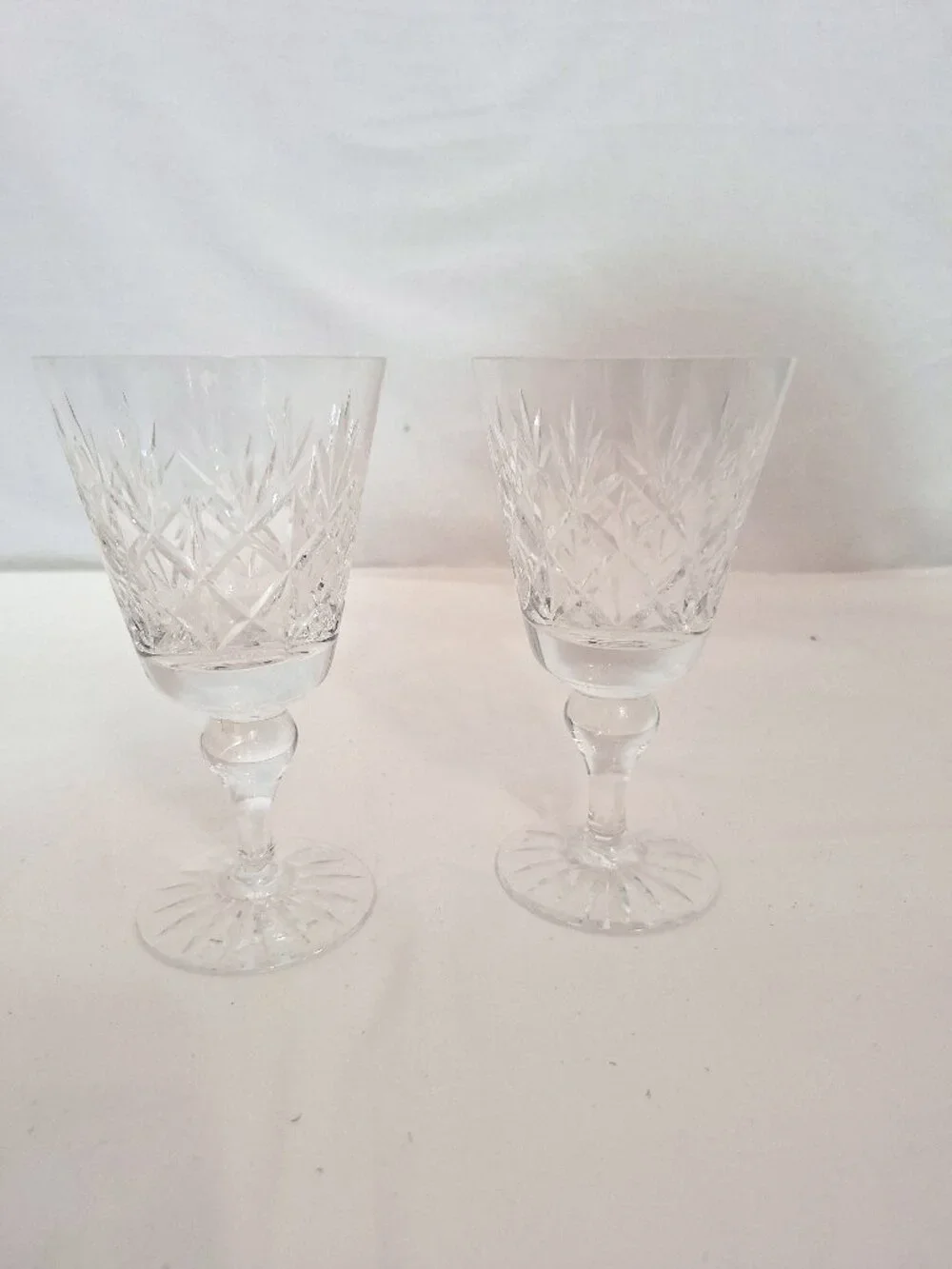 Two Glenshee Edinburgh Scotland Crystal Wine Glasses 5 5/8” Vintage
